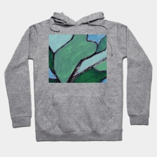 Cobalt Blue Navy Green Abstract Art Hoodie